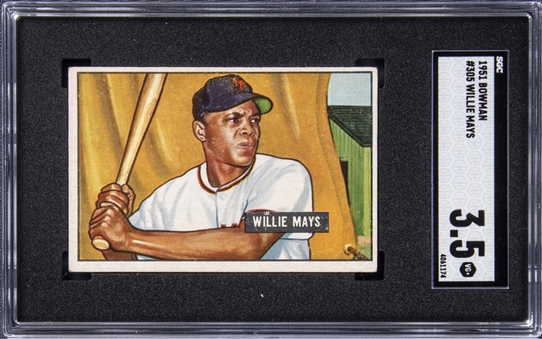 1951 Bowman #305 Willie Mays Rookie Card – SGC VG+ 3.5